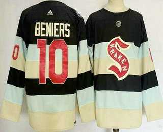 Mens Seattle Kraken #10 Matthew Beniers Navy 2024 Winter Classic Jersey->->NHL Jersey